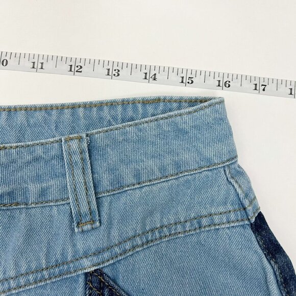 Nasty Gal Collection Jeans Two Tone Denim Mom Jeans. Light/Dark Blue. Size 10 - Picture 8 of 16